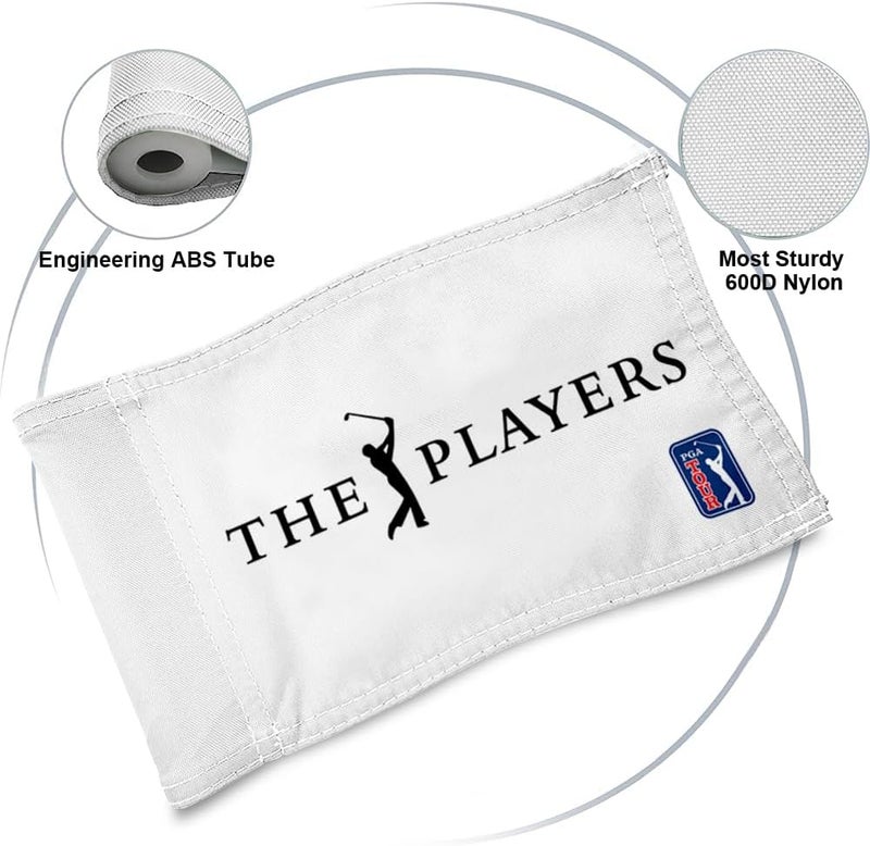 2BUT Golf Players Golf Pin PGA Flag Practic Putting Green Golf Flag For Backyard Garden Double-Sewn 600D Nylon Miniature Pin Flag Regulation Tube Flag (white 20"x13") - Image 3